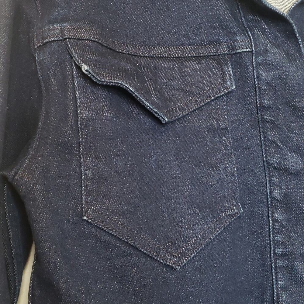 Good American dark denim 70's jacket cropped jean belted size 1 (small) - Picture 9 of 15